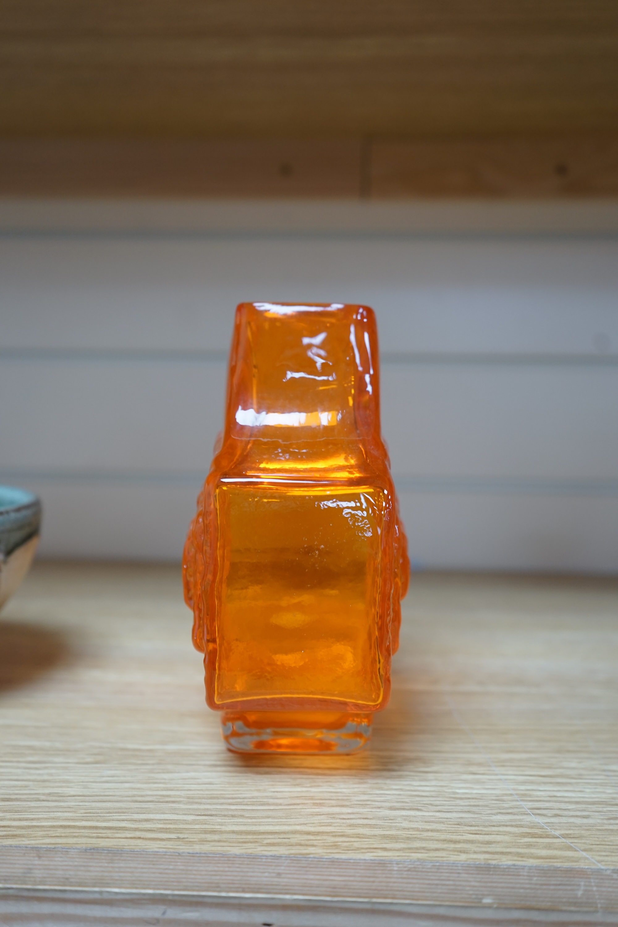 A Geoffrey Baxter for Whitefriars TV vase in Tangerine, 18cm high. Condition - good